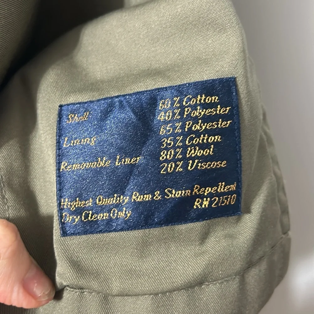 Ralph Lauren Chaps Wool Insulated Trench Coat Size 42L
